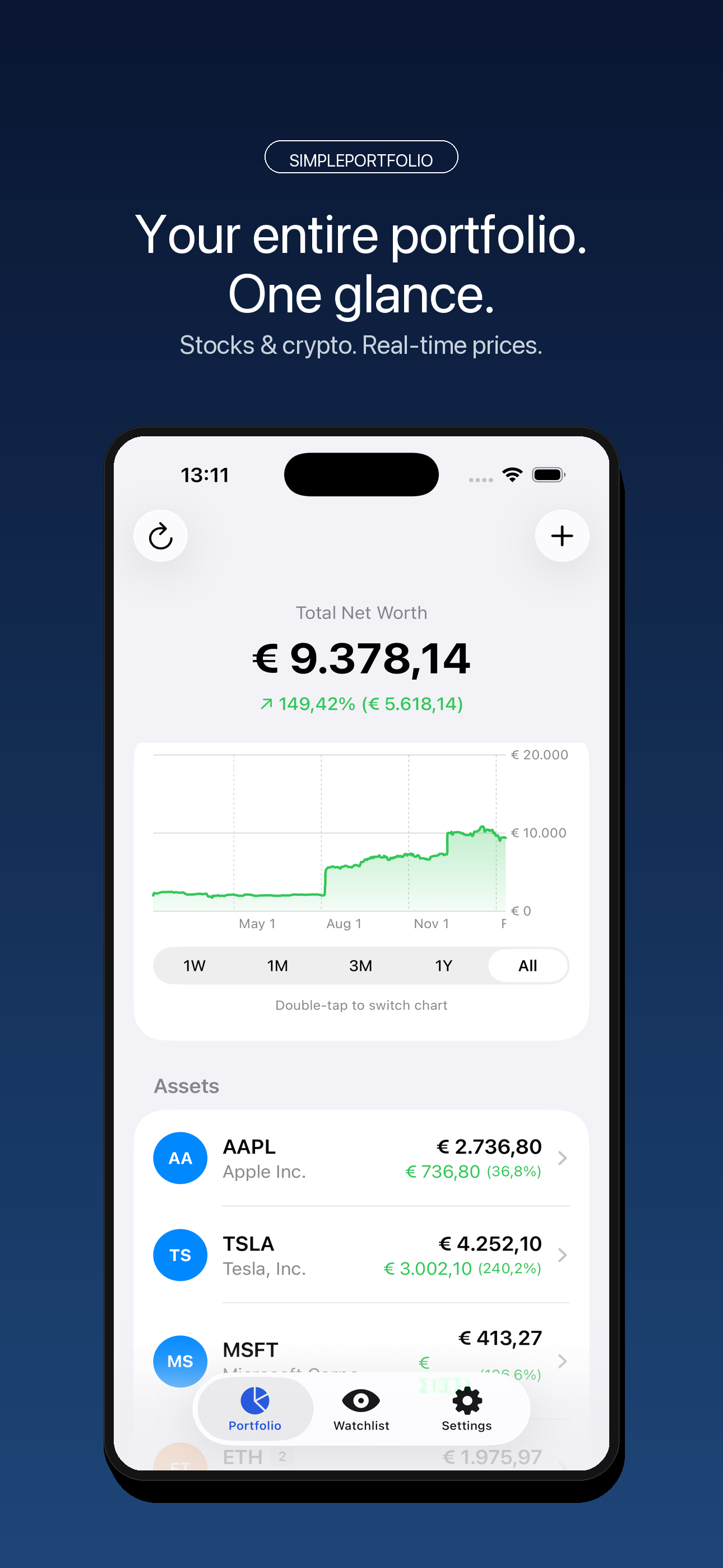SimplePortfolio app screenshot